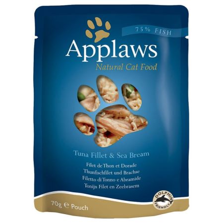 Applaws Adult Cat Food in (Tuna with Seabream) Broth 12 x 70g Pouches